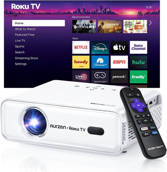 Aurzen Proyector inteligente Roku TV con Wifi y Bluetooth